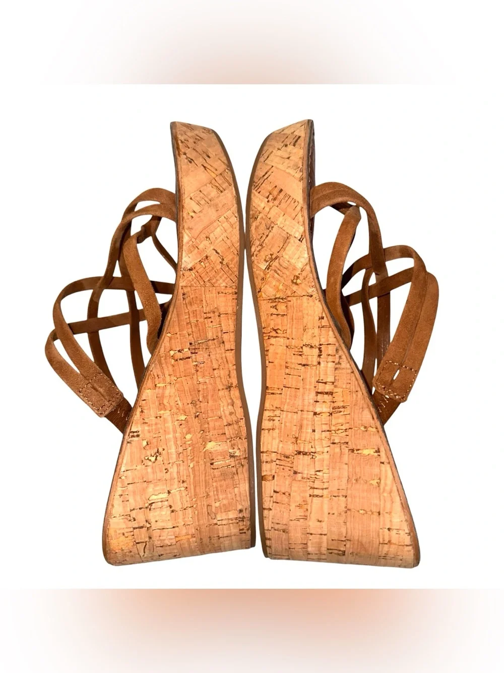 Sam Edelman Brown Cork Platform Wedge Strappy Sandals Size 8.5